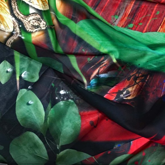 Scarlet Macaw Wings Redbird of Paradise Long Scarf Shawl - Picture 11 of 13